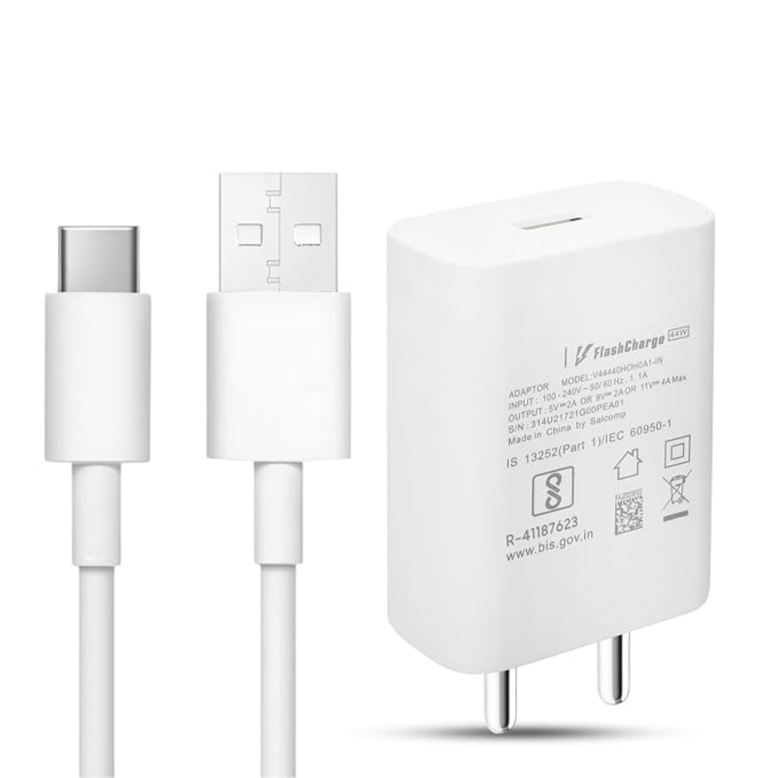 Vivo 44W Flash Charge Fast Charger Adapter with Type-C Cable