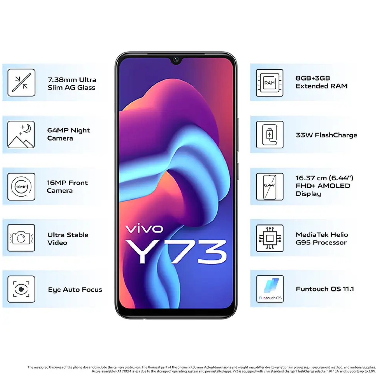 Vivo Y73 4G (128GB, Blue) - Image 3